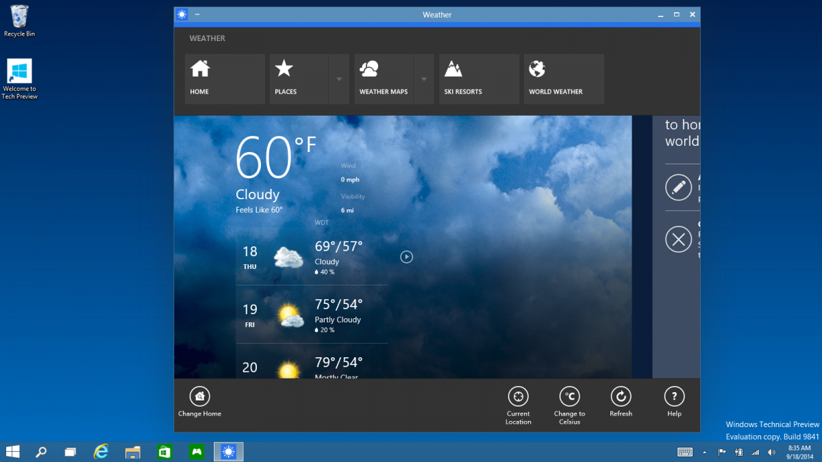 Everything runs in a window: Apps from the Windows Store now open in the same format that desktop